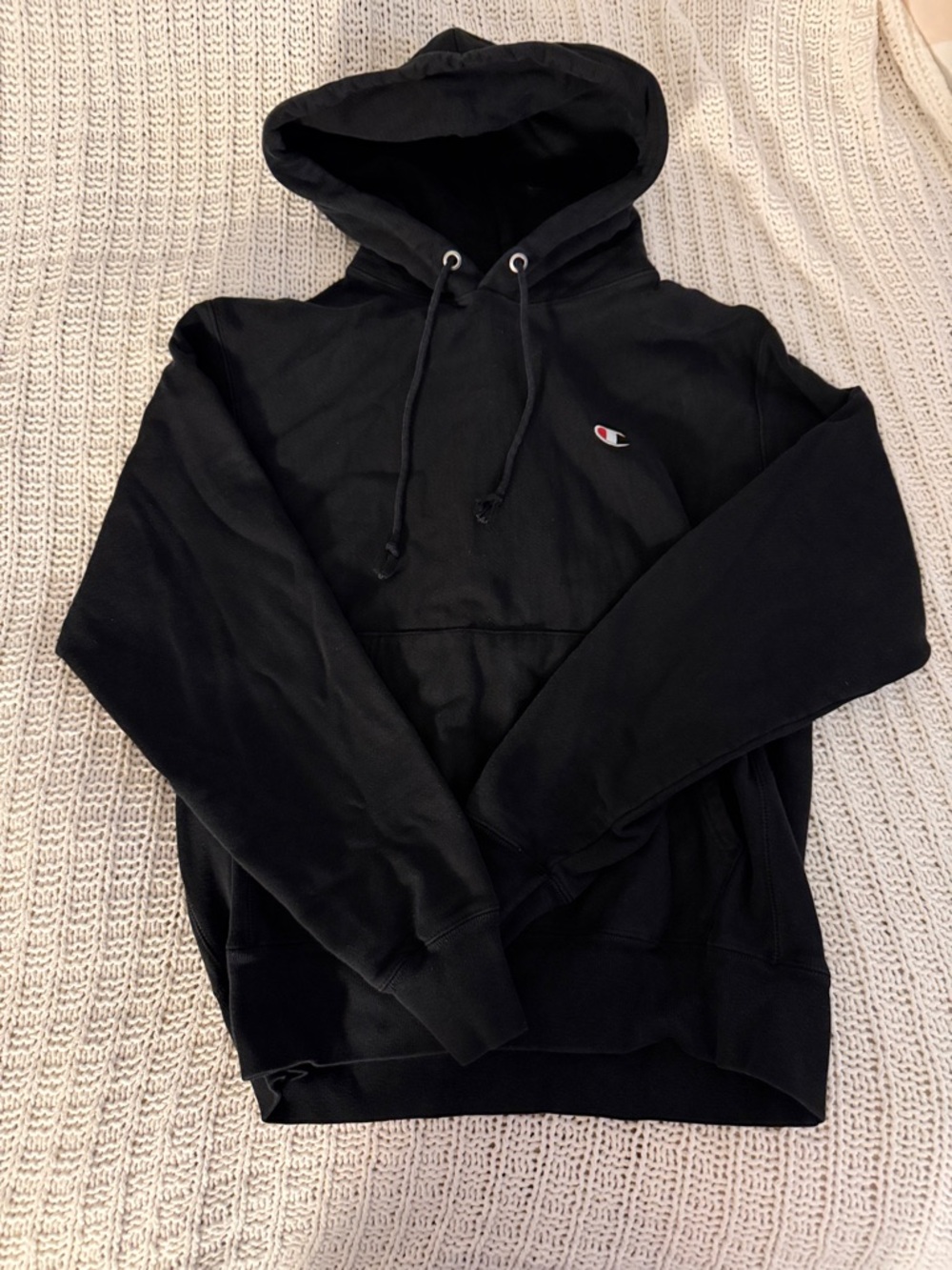 Champion Black Pullover Hoodie with Small Chest Logo